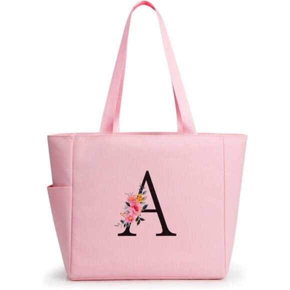Personalized Beach Tote Bag Pink-a - Picture 1 of 1